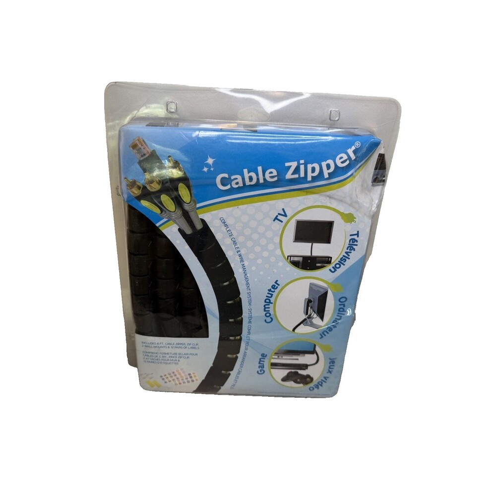 Cable Zipper Cord Organizer by Evriholder Black 1/2" Diameter NEW